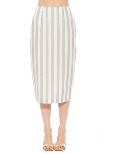 Alexia Admor Jacki Stripe Linen Midi Pencil Skirt - White