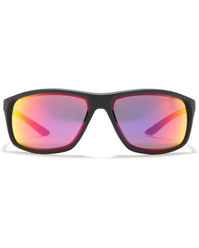Nike Adrenaline 66mm Oversize Rectangle Sport Wrap Sunglasses - Pink