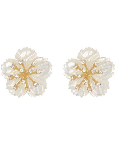 Cara Mother-of-pearl Flower Stud Earrings - White
