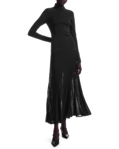 COS Funnel Neck Long Sleeve Maxi Sweater Dress - Black