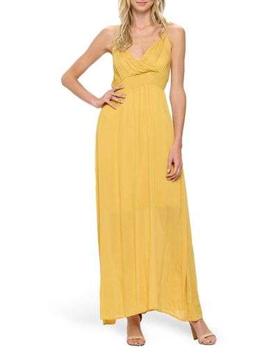 West Kei Solid Sleeveless Gauze Maxi Dress - Yellow