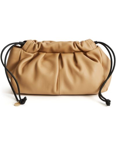 Reiss Arden Leather Clutch - Natural