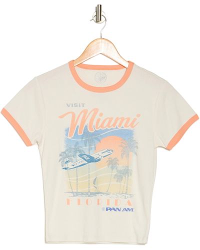 THE VINYL ICONS Pan Am Miami Ringer Graphic T-shirt - White