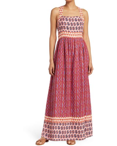 Faherty Gracie Printed Maxi Dress In Bali Bloom At Nordstrom Rack - Red