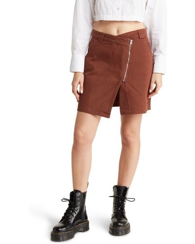 Obey Ryan Front Zip Miniskirt - Red