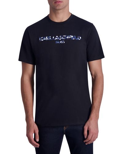 Karl Lagerfeld Camo Logo Graphic T-shirt - Blue