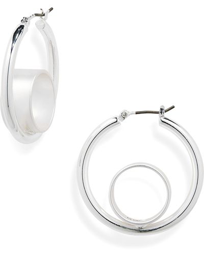 Nine West Floating Circle Hoop Earrings - White