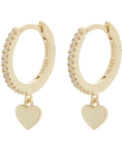 Argento Vivo Sterling Silver Cubic Zirconia Heart Huggie Hoop Earrings - Metallic