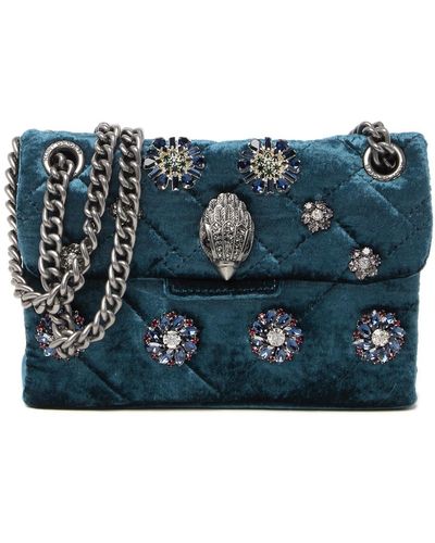 Kurt Geiger Mini Kensington Embellished Velvet Crossbody Bag - Blue