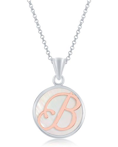 Simona Sterling Silver & Mother Of Pearl Initial Necklace - Multicolor