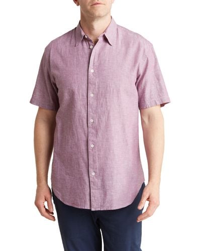 COASTAORO Key Largo Short Sleeve Linen Blend Button-up Shirt - Purple