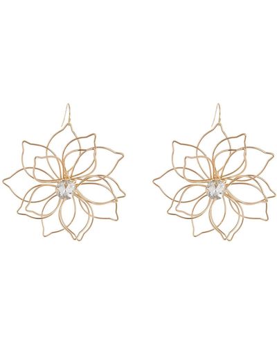 Tasha Crystal Flower Drop Earrings - Metallic