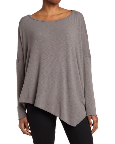Go Couture Assymetrical Hem Dolman Sleeve Sweater - Gray