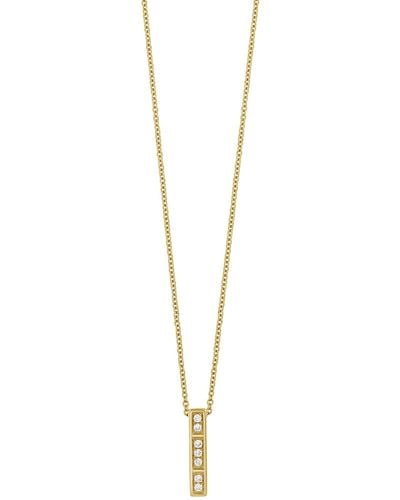 Bony Levy 18k Gold Florentine Bar Diamond Pendant Necklace - Metallic