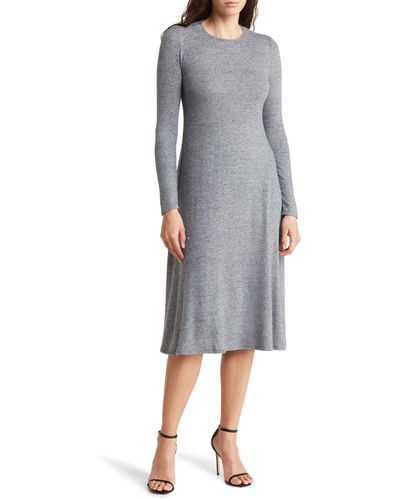 Go Couture Long Sleeve A-line Dress - Gray