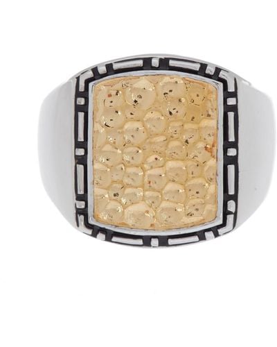 Effy Sterling Silver & 18k Yellow Gold Pebbled Texture Ring - Metallic