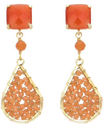 Panacea Glass Bead Drop Earrings - Orange