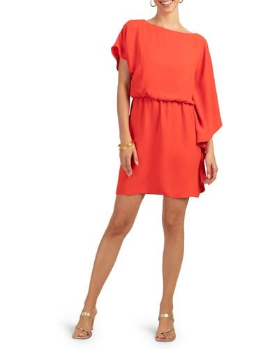 Trina Turk Maison Asymmetric Sleeve Dress - Red
