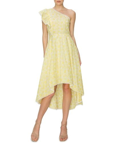 MELLODAY Floral One-shoulder High-low Dress - Yellow