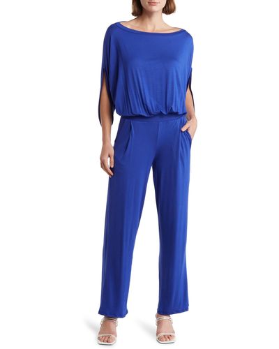 Go Couture Raglan Sleeve Jumpsuit - Blue