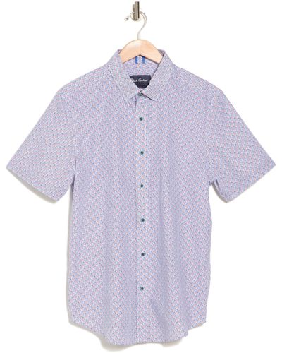 Robert Graham Aspenridge Cotton Short Sleeve Button-up Shirt - Purple