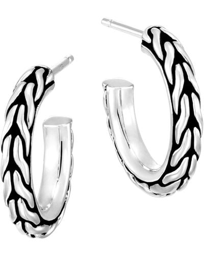 John Hardy Sterling Silver Classic Chain Hoop Earrings - White