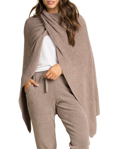 Barefoot Dreams Cozychic Lite® Ribbed Travel Wrap - Brown