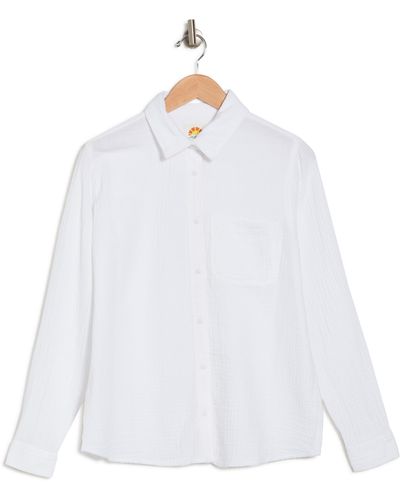 C&C California Attwood Beach Double Gauze Shirt In Snow White At Nordstrom Rack