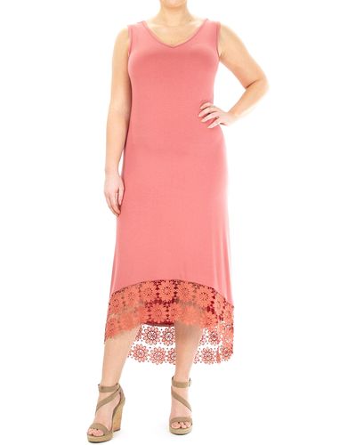 Nina Leonard Sleeveless V-neck High/low Dress - Pink