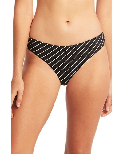 Sea Level Stripe Bikini Bottoms - Black