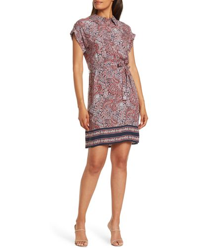 Tommy Hilfiger Colombier Paisley Print Collared Dress In Sky Captain/orange At Nordstrom Rack