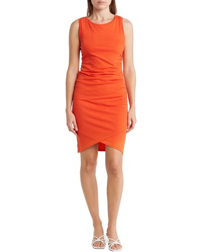 Melrose and Market Leith Ruched Body-con Sleeveless Dress - Orange