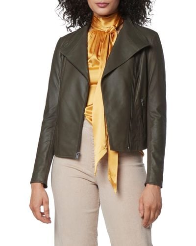 Andrew Marc Faux Leather Ribbed Panel Jacket - Black