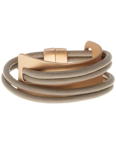 Saachi Taupe Gladiator Wrap Leather Bracelet - Brown
