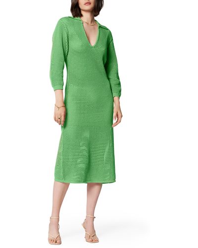 Equipment Remy Open Stitch Cotton Sweater Dress - Green