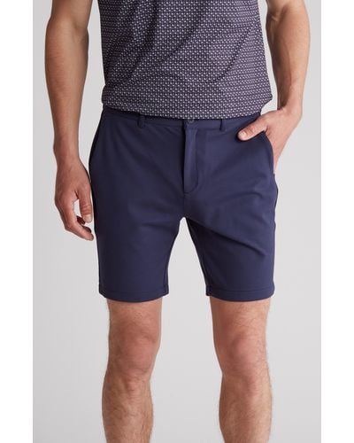 Bugatchi Flat Front Bermuda Shorts - Blue