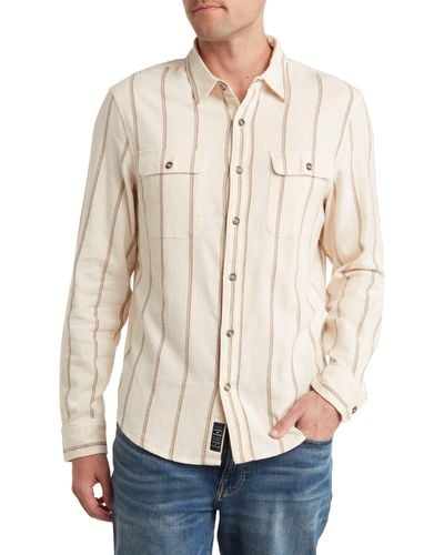Lucky Brand Stripe Long Sleeve Button-up Shirt - Natural