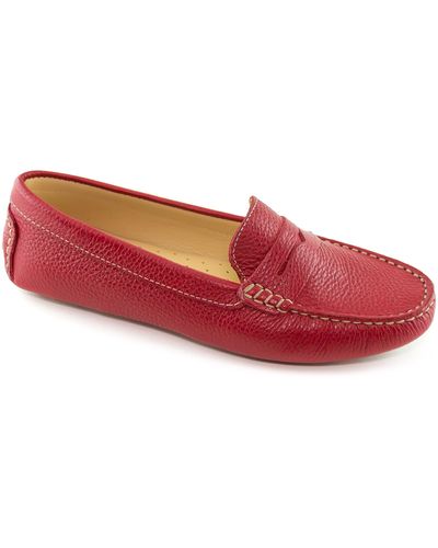 Driver Club USA Naples Moc Toe Penny Driving Loafer - Red