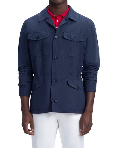 Bugatchi Unconstructed Cotton & Linen Jacket - Blue