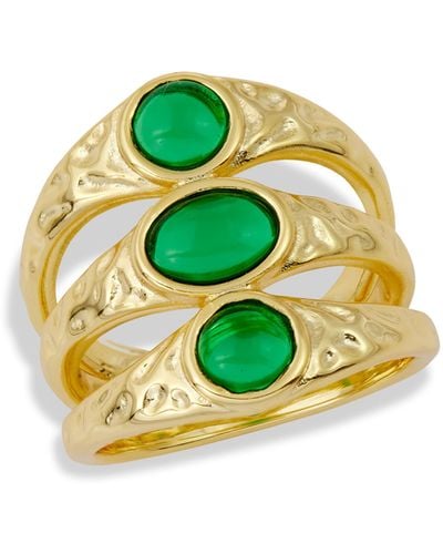 Savvy Cie Jewels Triple Cz Split Shank Ring - Green