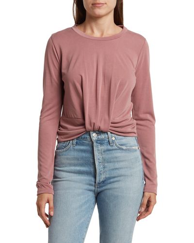 Lush Front Twist Long Sleeve T-shirt - Red