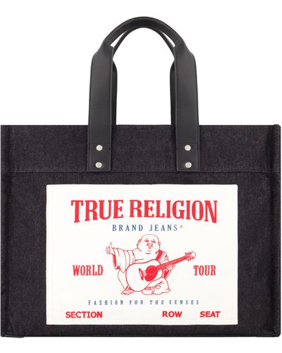 True Religion Large Denim Tote Bag - Red