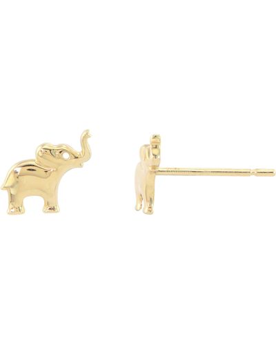 CANDELA JEWELRY 14k Yellow Gold Elephant Stud Earrings - Metallic