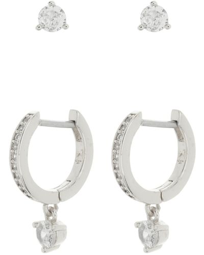 Kate Spade Crystal Stud & huggie Earrings Set - White