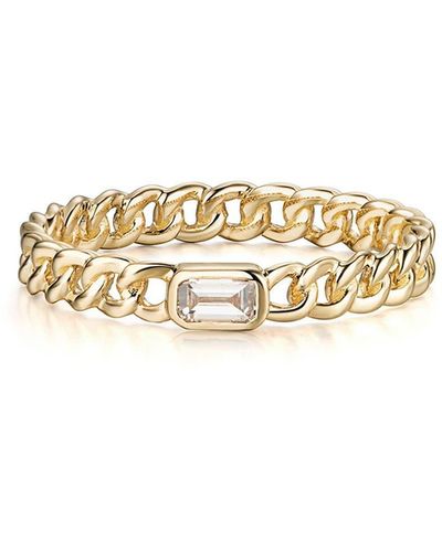 Ron Hami 14k Yellow Gold Baguette Cut Diamond Curb Link Ring - Metallic