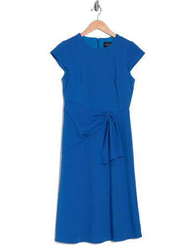 Donna Morgan Twist Waist Cap Sleeve Midi Dress - Blue