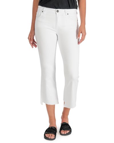 Kut From The Kloth Kelsey High Waist Raw Hem Ankle Flare Jeans - White