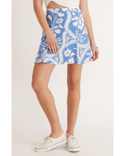 Marine Layer Bonnie Floral Miniskirt - Blue