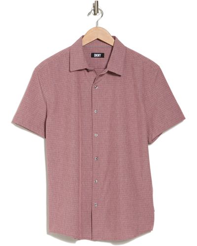 DKNY Ezra Short Sleeve Button-up Shirt - Pink