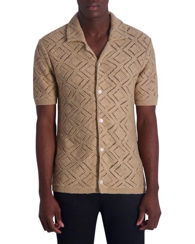 Karl Lagerfeld Crochet Johnny Collar Shirt - Brown
